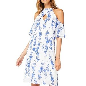 Truth & Fable Floral Cold Shoulder Dress